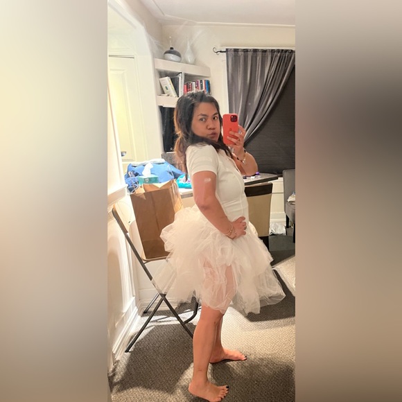 Nike Tennis Tutu Bubble Dress Skirt Golf White Wedding Shirt Sport Mesh Tulle L - Picture 5 of 8